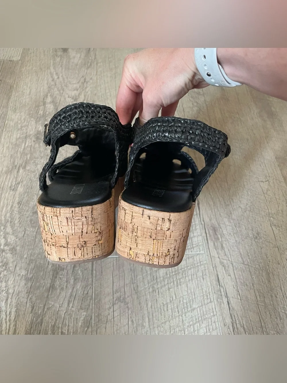 Anthropologie Silent D Fisherman Cork-Bottom Platform Flats Black 40 10 $148